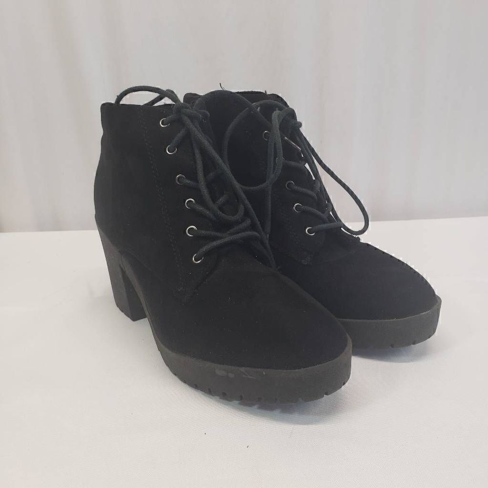 Newyorker Black Chunky Lace Up Boots Size 40 (9.5)